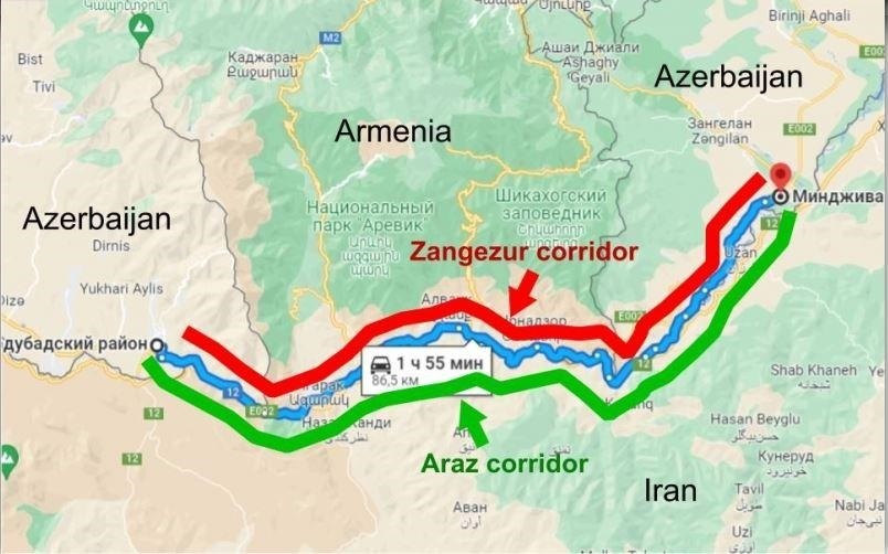 نقشه آمریکا در مرز جمهوری آذربایجان و ایران , جنگ ایران و اسرائیل در کریدور زنگزور