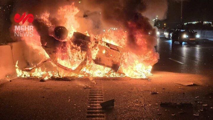 آتش‌سوزی مرگبار خودرو ۲۰۶ در بزرگراه تهران-قم