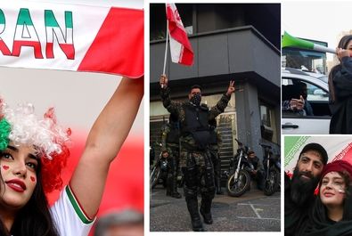 حجاب زنان پس از بازی فوتبال تماشاگران در خیابان 