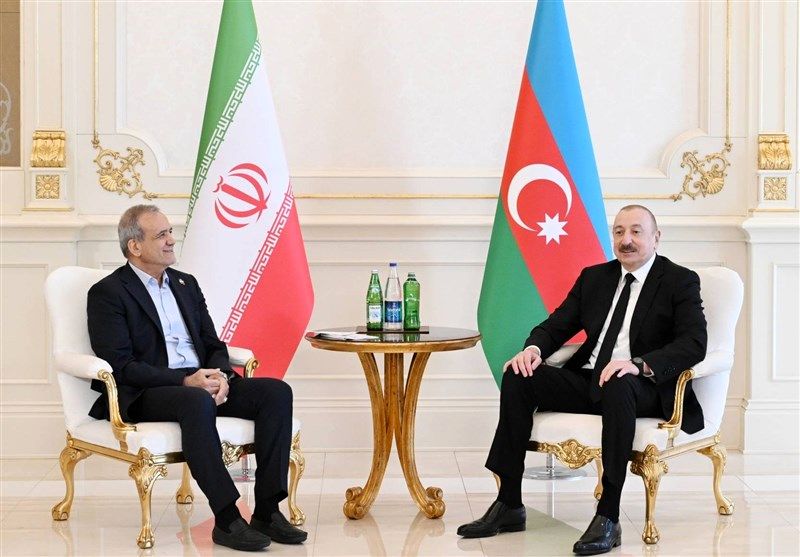 دیدار پزشکیان و علی اف پس از جنگ اسراییل در باکو +ویدئو
