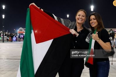 هواداران تیم فوتبال فلسطین در دیدار مقابل ایران